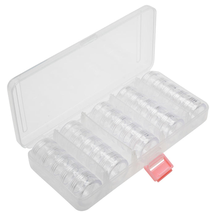 The Beadsmith Personality Case, Clear Plastic Bead Storage Case with 25 Removable and Stackable Jars, Includes 5 Screw Top Lids, Organizer Storage